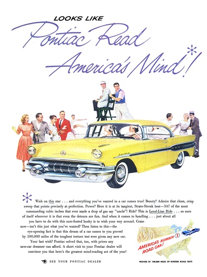 Pontiac Ad (March-April, 1957) - Super Chief - Looks Like Pontiac Read America's Mind!